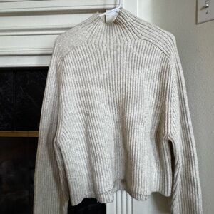 Women's Cream Ribbed Sweater